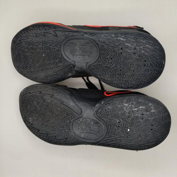 Nike Kyrie 5 crimson and black sneakers.